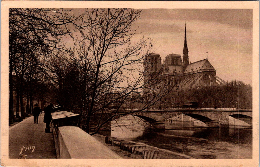 Vintage Postcard Quai De La Tournelle Notre Dame Paris France