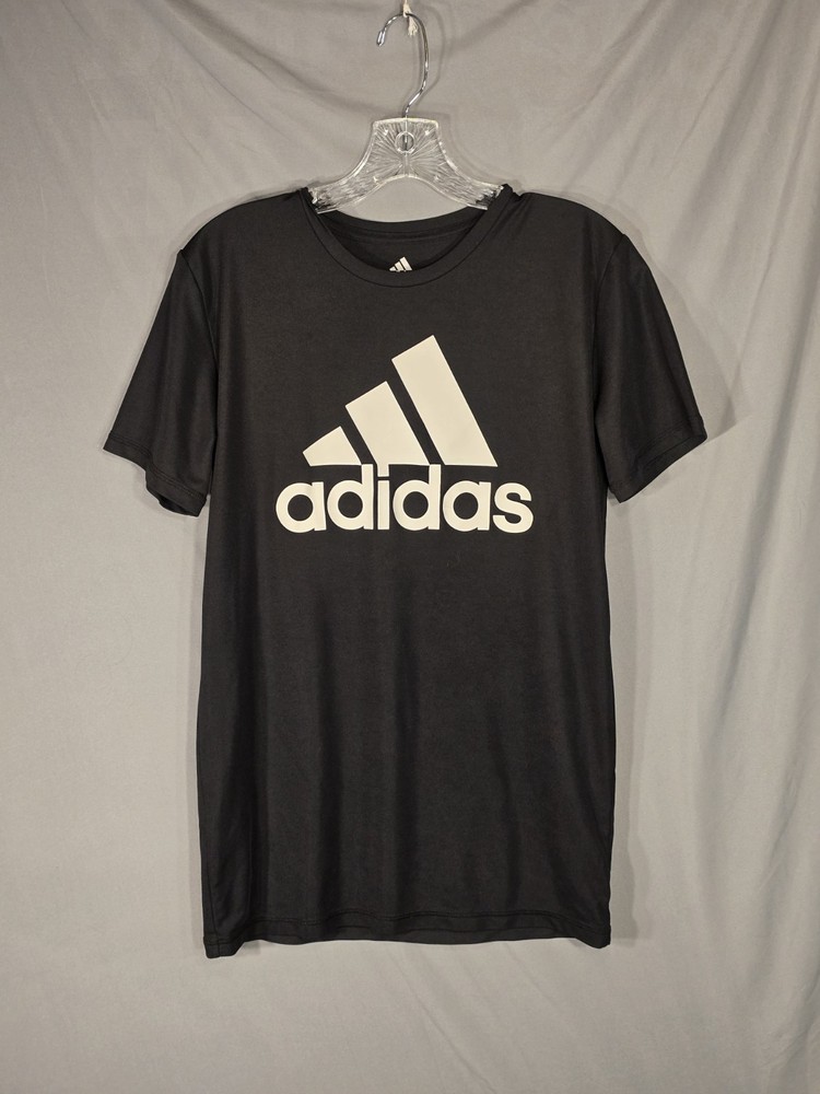 Adidas Black Logo Athletic T Shirt Youth Large 14 16 Aeroready Primegreen