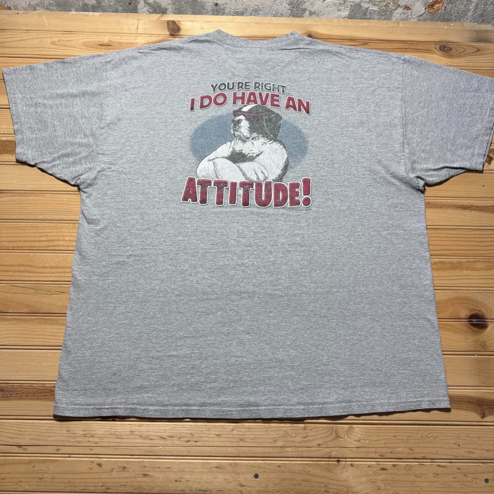 Vintage 90s Big Dogs I Do Have An Attitude Funny Heather Graphic T-Shirt - 3XL