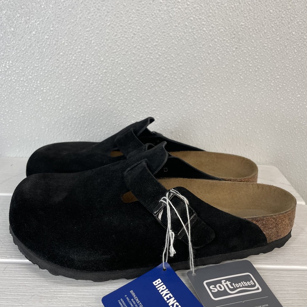 Birkenstock Unisex Size US M6 W8 EU39 Boston BS Clogs Black Suede Soft Footbed