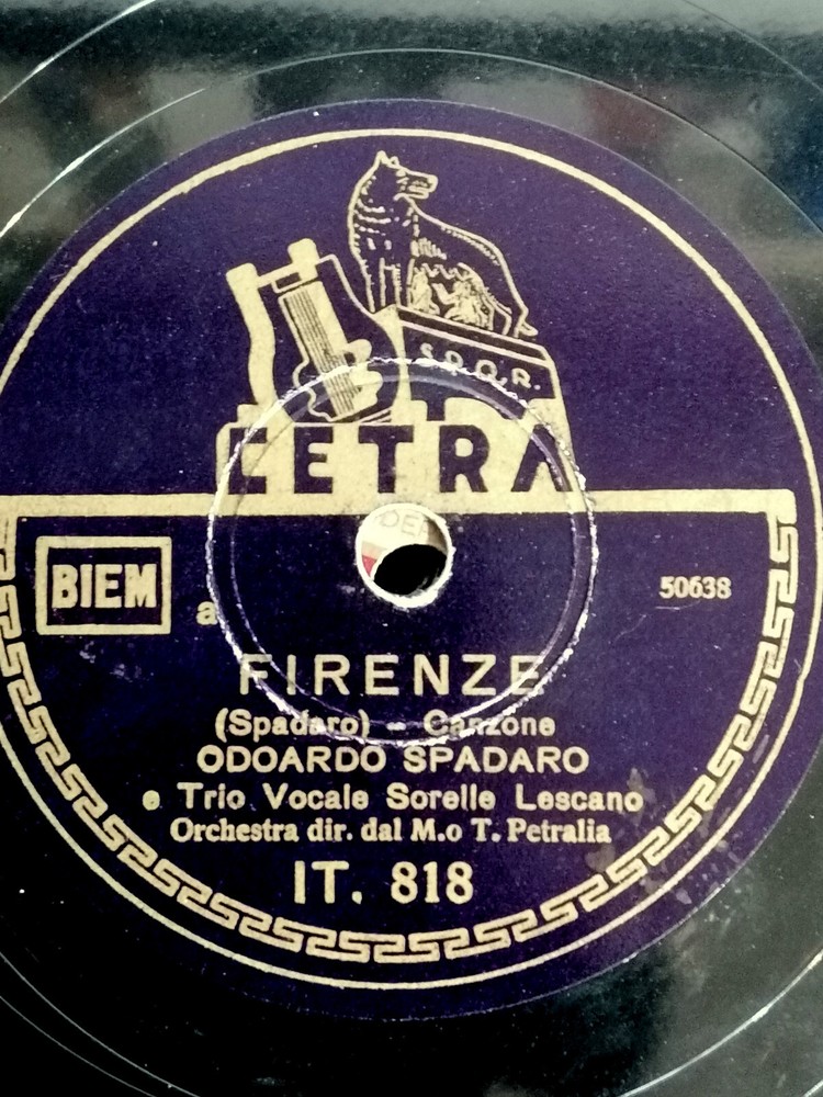 78 GIRI FIRENZE TRIO SORELLE LESCANO e EDOARDO SPADARO - 1940 XVIII ERA FASCISTA