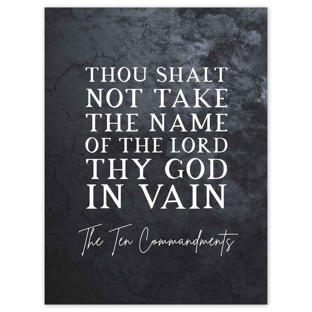 10 Commandments Bible Art Print - No Taking Lord's Name in Vain 18X24 Wall Decor