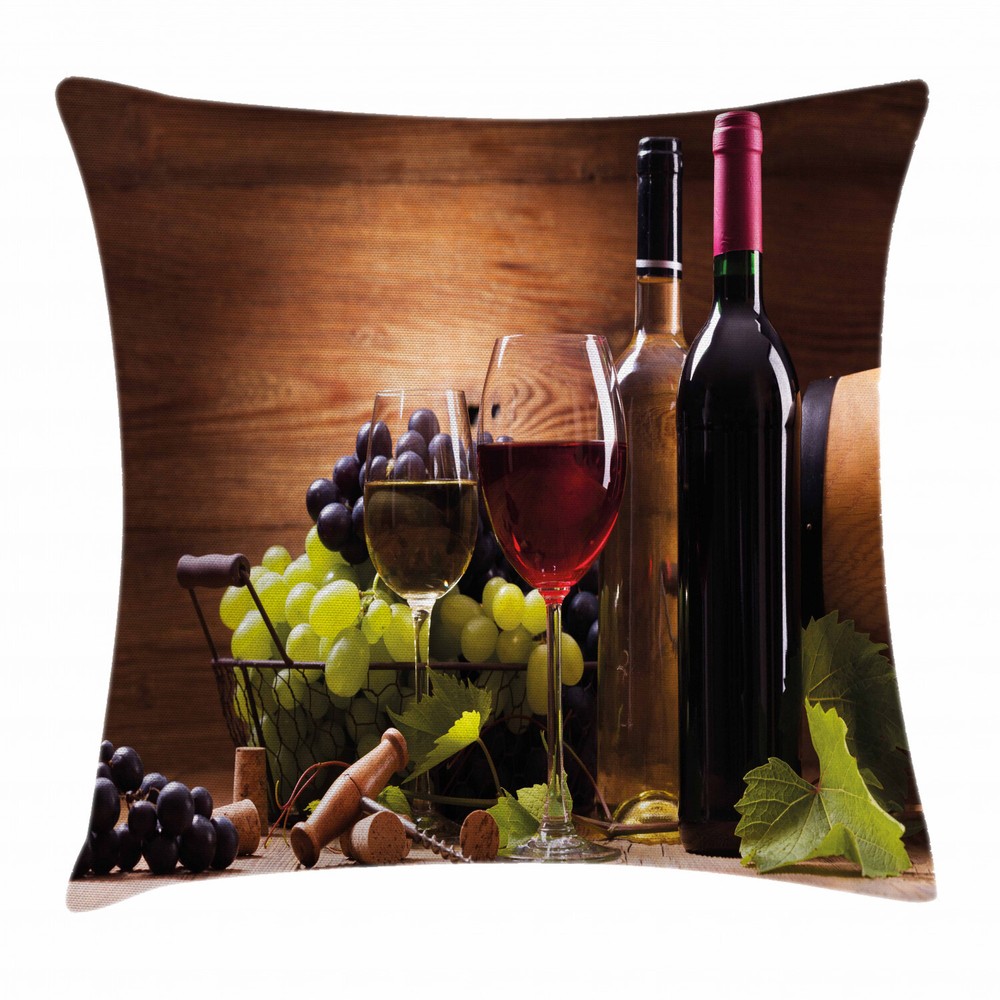 French Gourmet Wine Tasting Square Pillow Cover 24 Inches