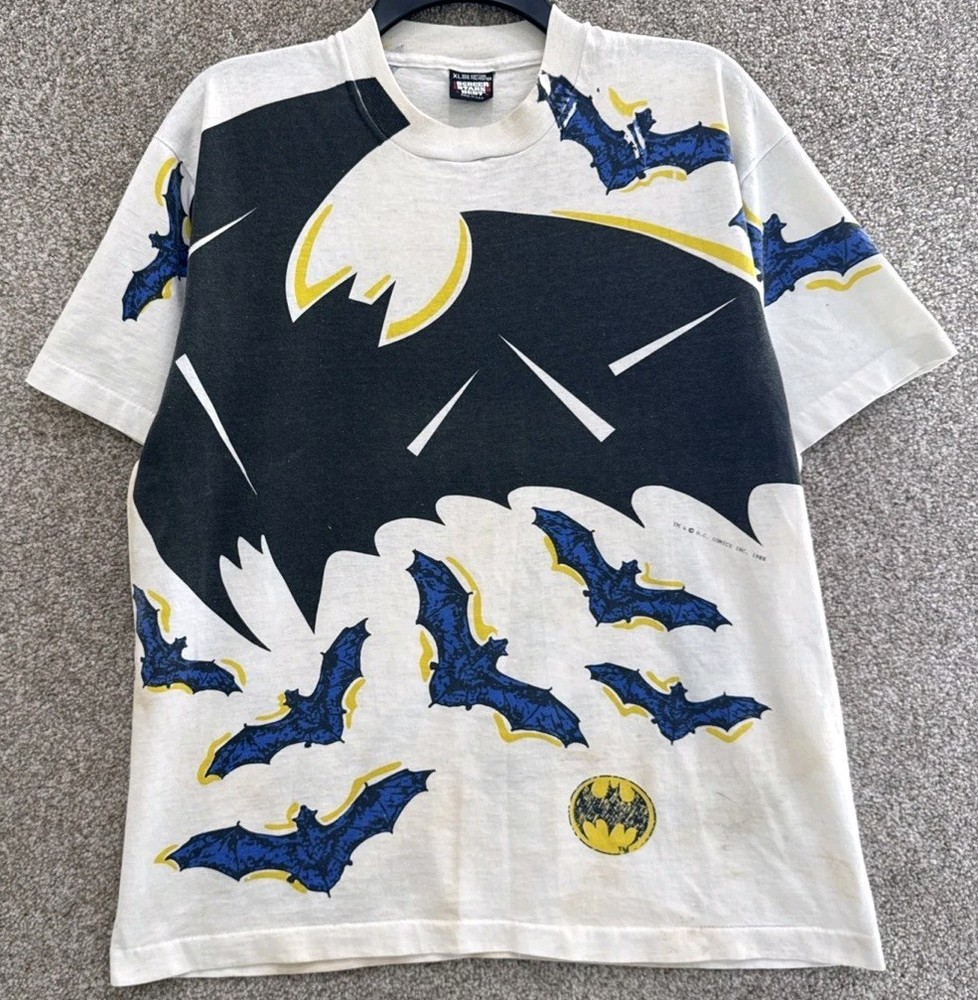 Vintage 80s Batman AOP T-shirt DC Comics Single Stitch Mens Size XL USA