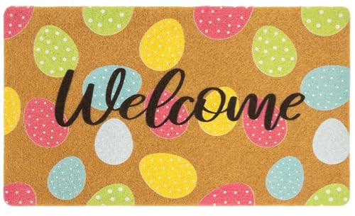 Cute Easter-Eggs Coir-Door-Mat Outdoor-Entrance Non-Slip Backing Colorful
