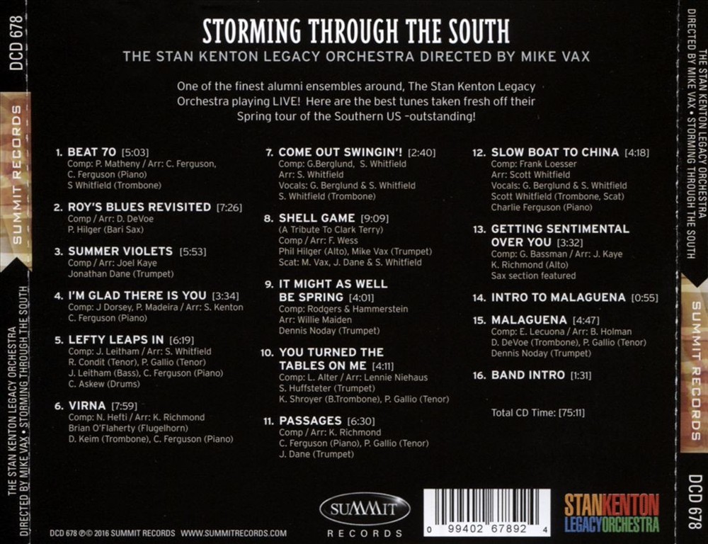 The Stan Kenton Legacy Orchestra Storming Through The South New Cd