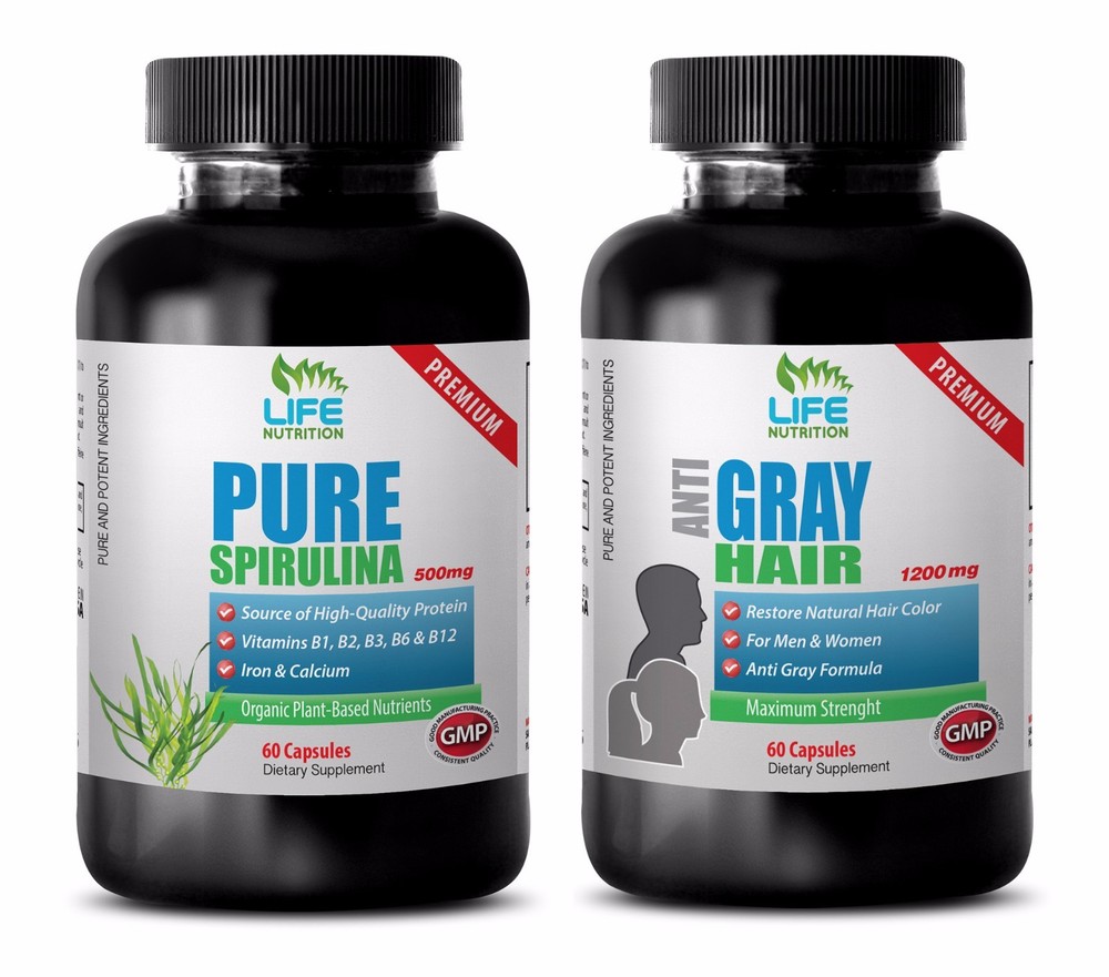 Spirulina Energy Supplement with Stinging Nettle for Gray Hair Combo 2B