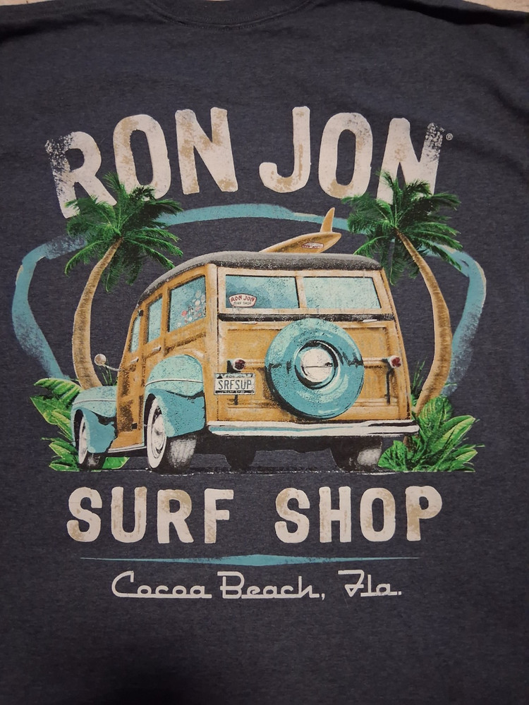 Ron Jon Surf Shop Cocoa Beach FL Graphic T-Shirt Men's XL Blue Crew Neck