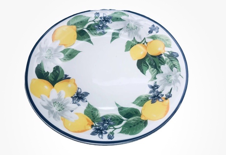 Royal Norfolk Lemon Floral Dinner Plate W/ Blue Rims, 10.5-in.