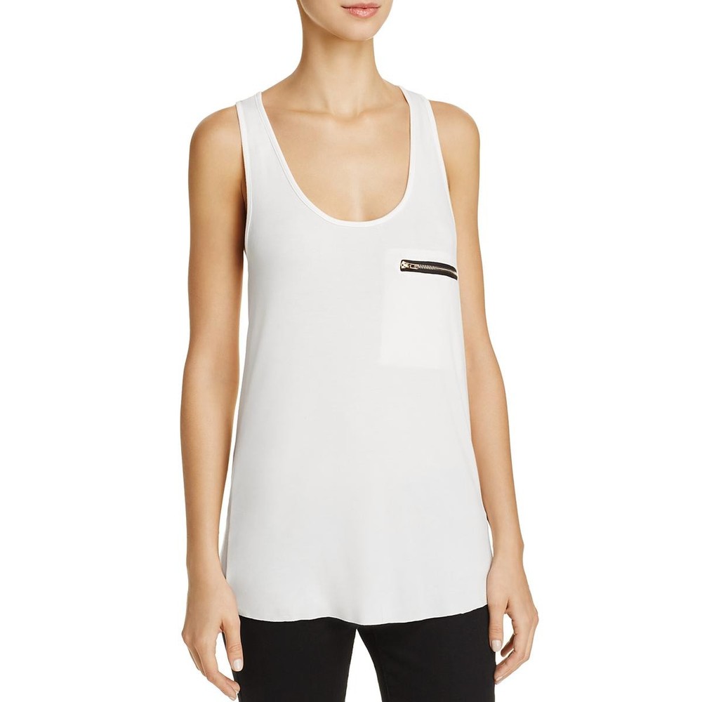POL Women’s White Sleeveless Woven Zipper Tank Top Shirt XS 9182