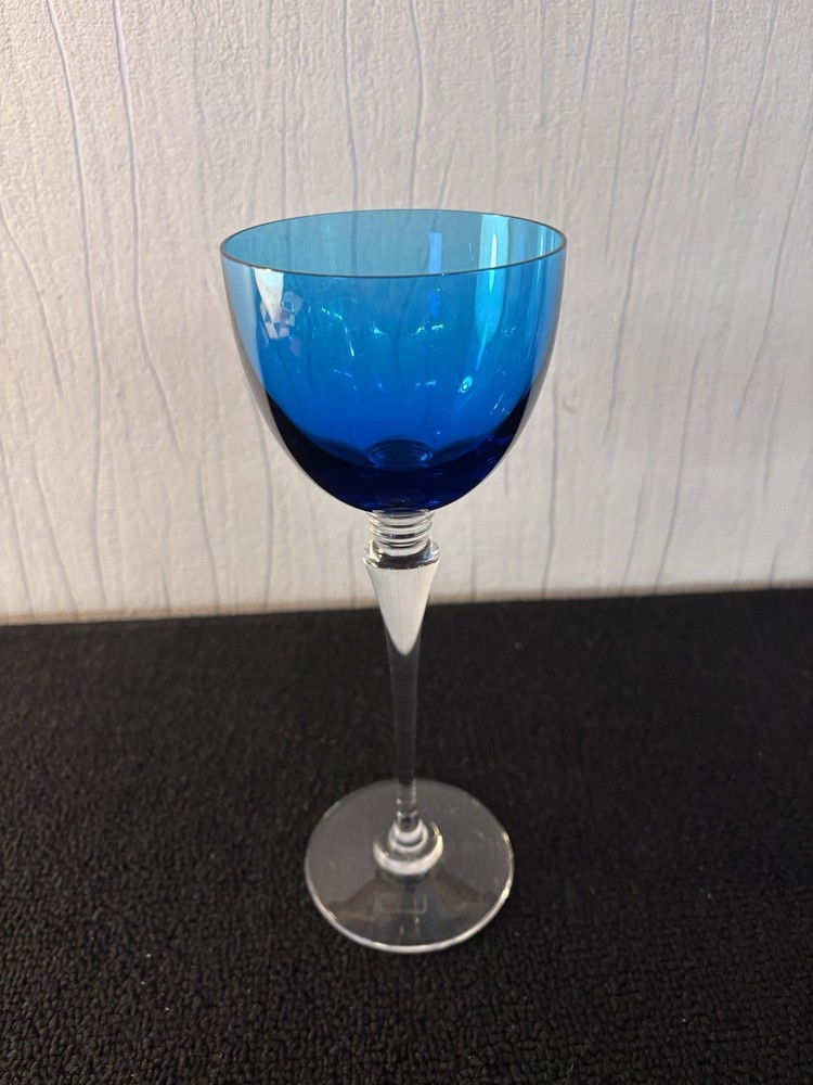 Turquoise Blue Crystal Wine Glass Model Grand Lieu From Saint Louis