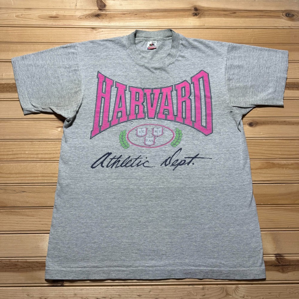 Vintage 90s Harvard University Athletic Dept Graphic Heather T-Shirt USA - Large