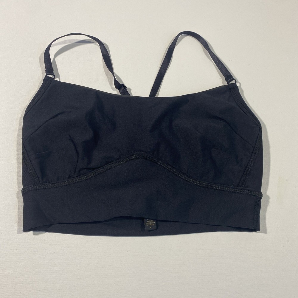Alala Womens Black Sports Bra Adjustable Racerback, Mesh Side, Size S