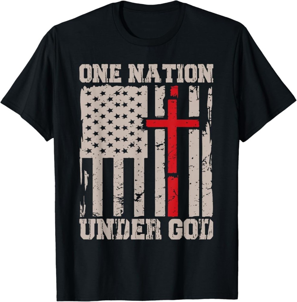 One Nation Under God Christian Jesus America 4th of July T-Shirt