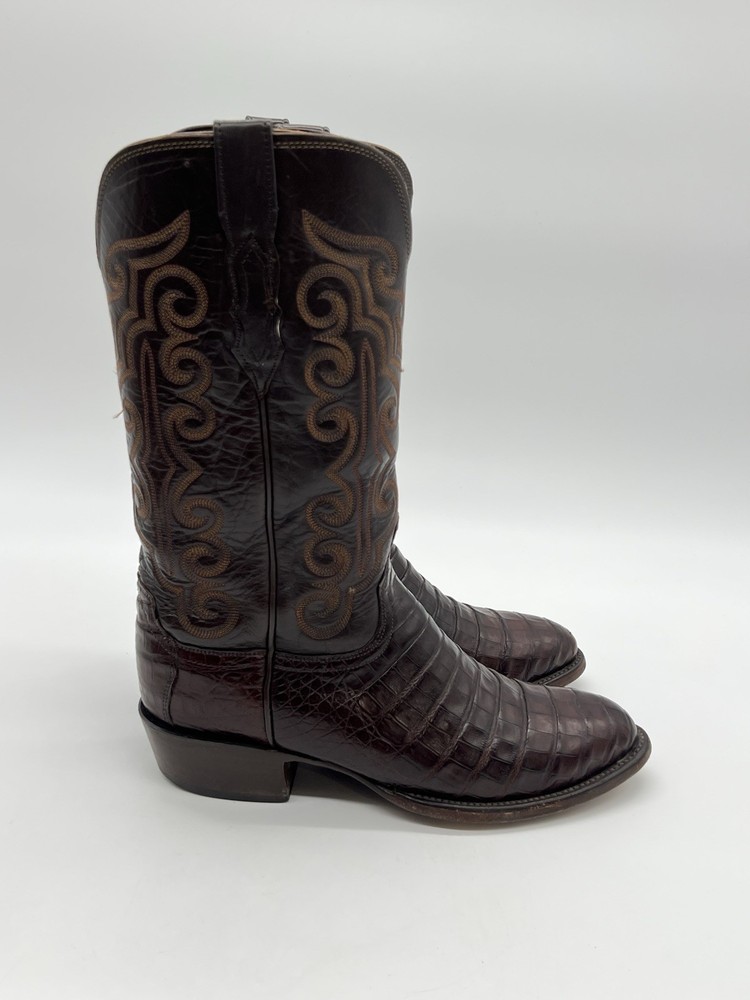 Lucchese 1883 Brown Caiman Belly Handmade Cowboy Boots Men Size 9.5D