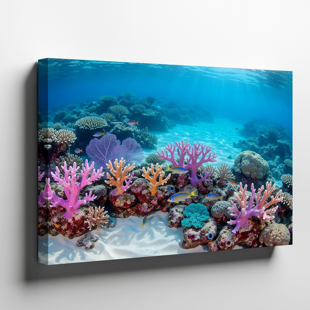 Colorful Underwater Coral Reef Fish Ocean Life Canvas Wall Art Print Decor