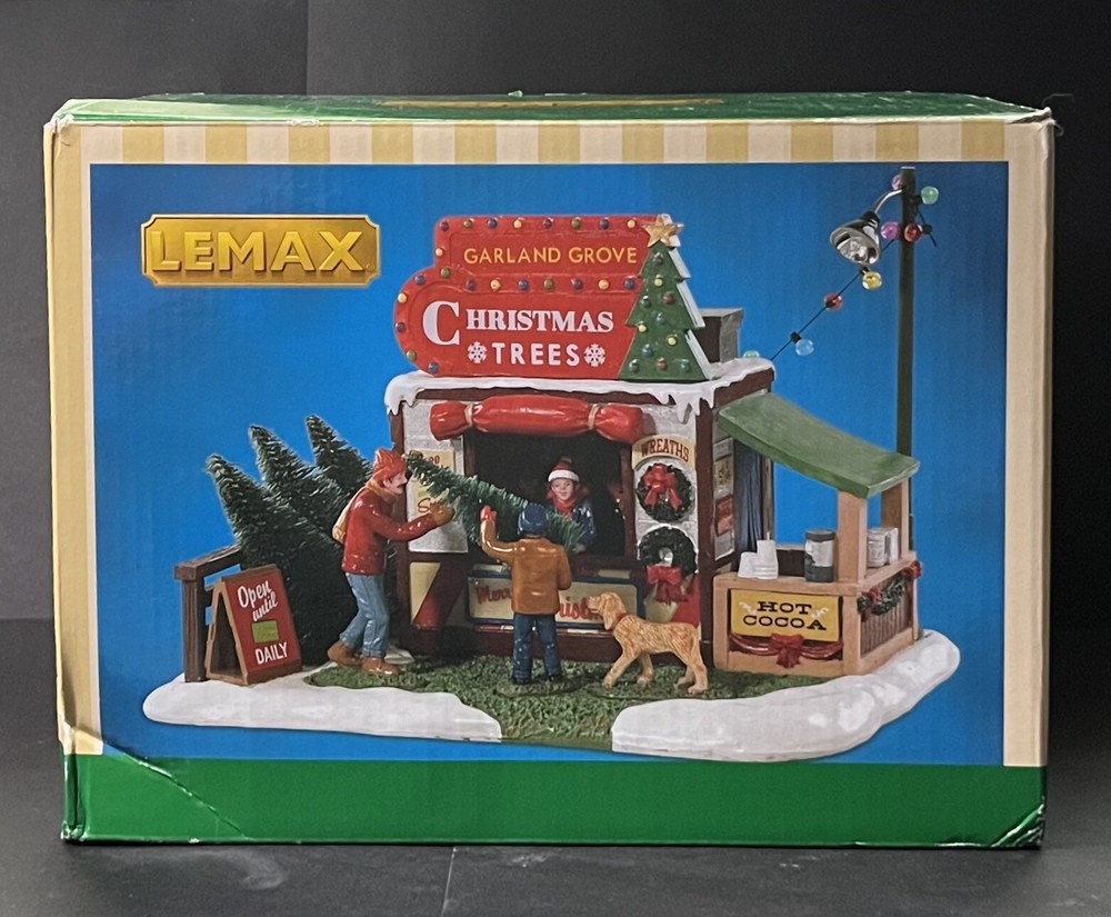 Lemax Christmas Village Garland Grove Tree Lot Tabletop Decor #83354-image