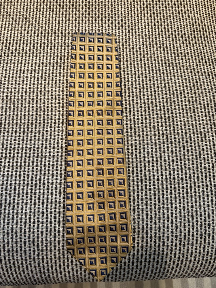 ERMENEGILDO ZEGNA Gold 100% Silk Tie Made In Italy