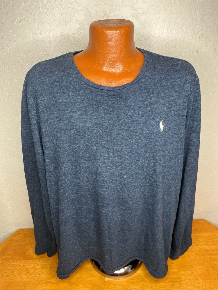 Men's Polo by Ralph Lauren L/S Classic T-Shirt Large L - Blue - Cotton