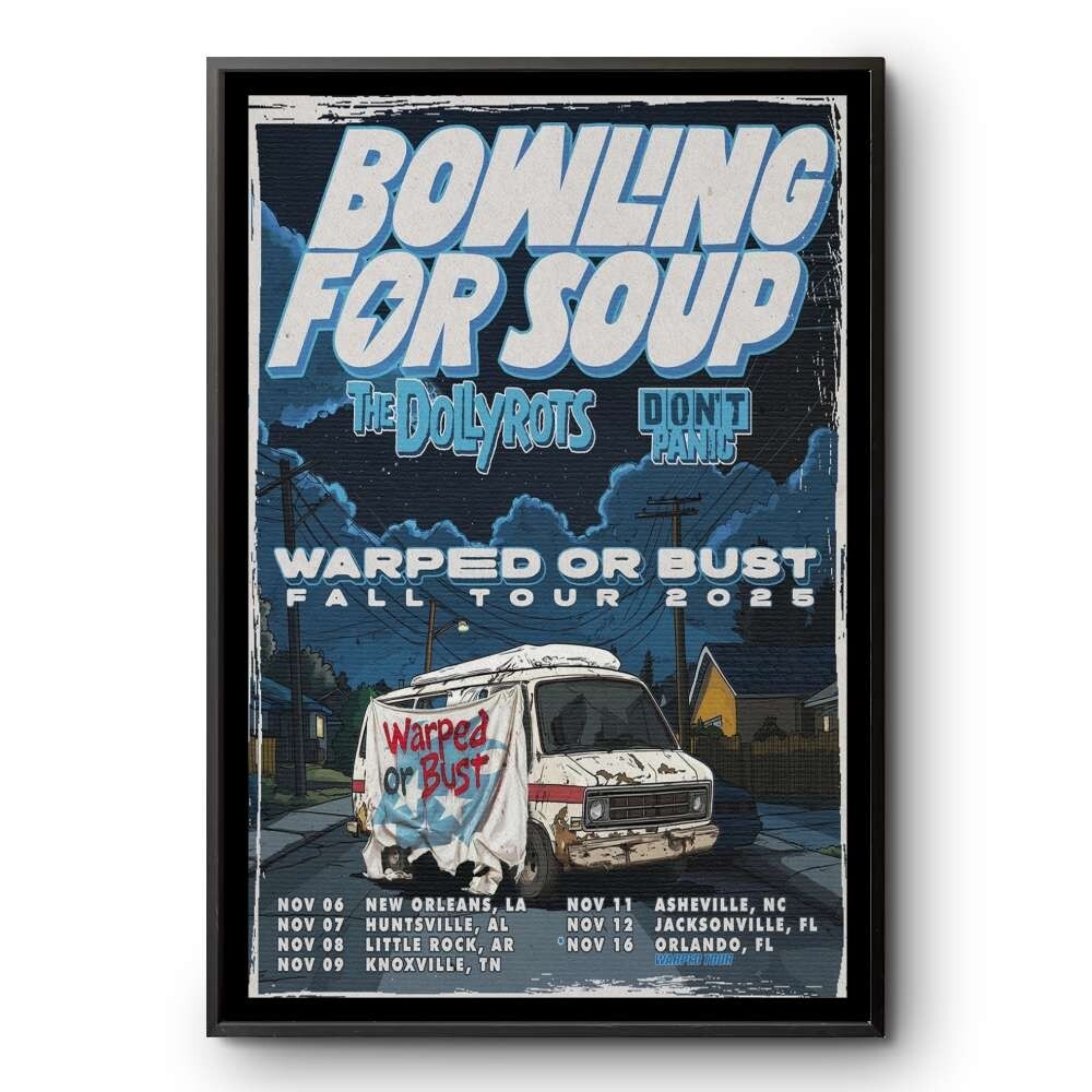 Bowling For Soup 2025 Warped Or Bust Tour Poster - Frameless Fan Gift