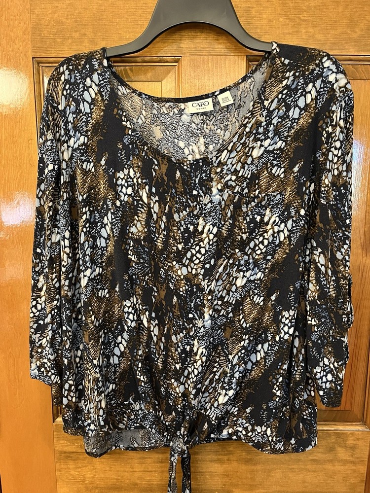 Cato Woman 3/4 Sleeve Blouse 18/20W Front Tie Chest Pocket