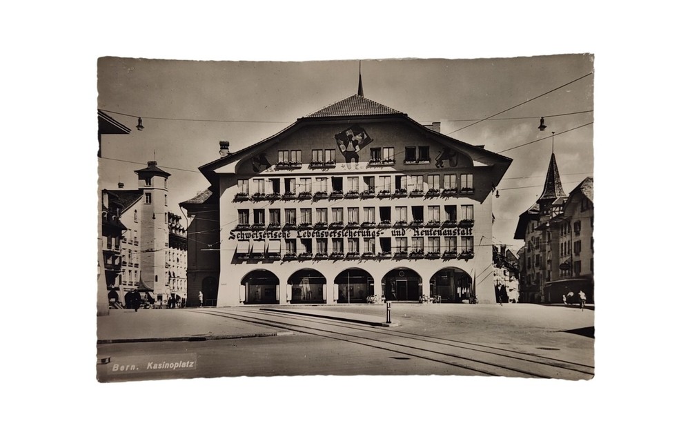 POSTCARD RPPC Real Photo Bern Kasinoplatz Switzerland Street View
