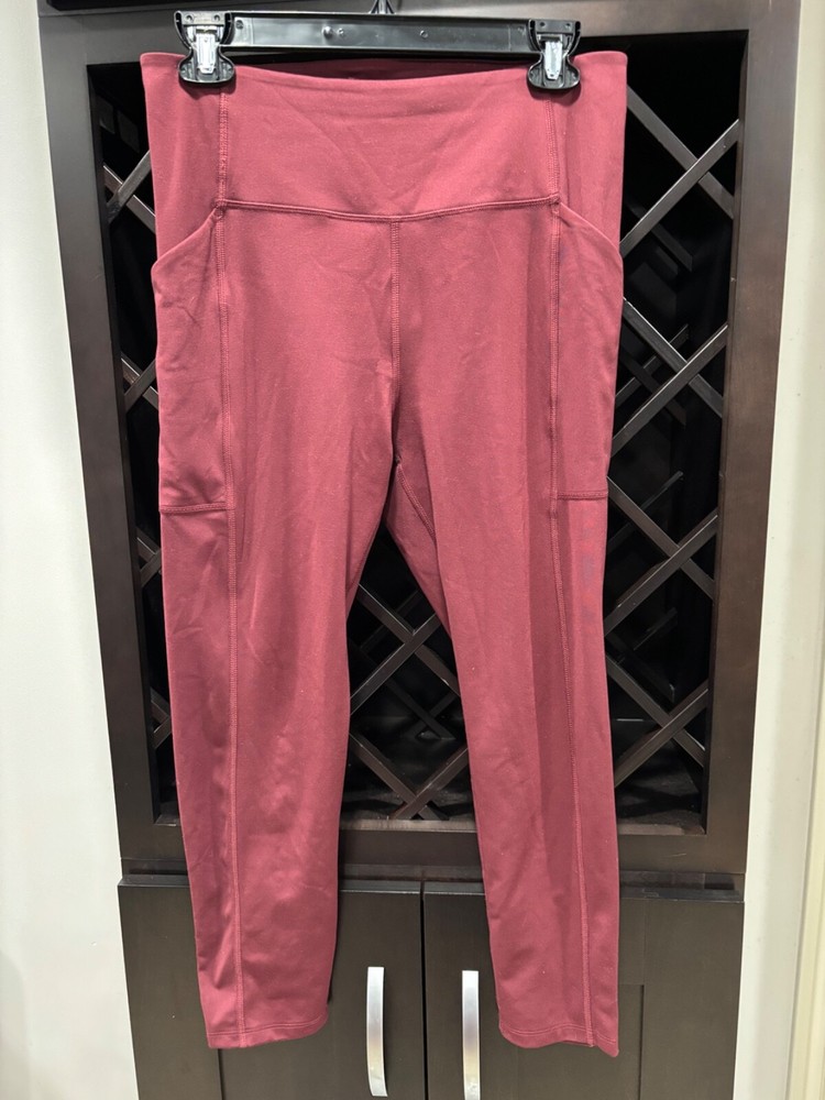 Burgundy High Waisted Girlfriend Leggings Large 23.5 Inseam EXC Condition