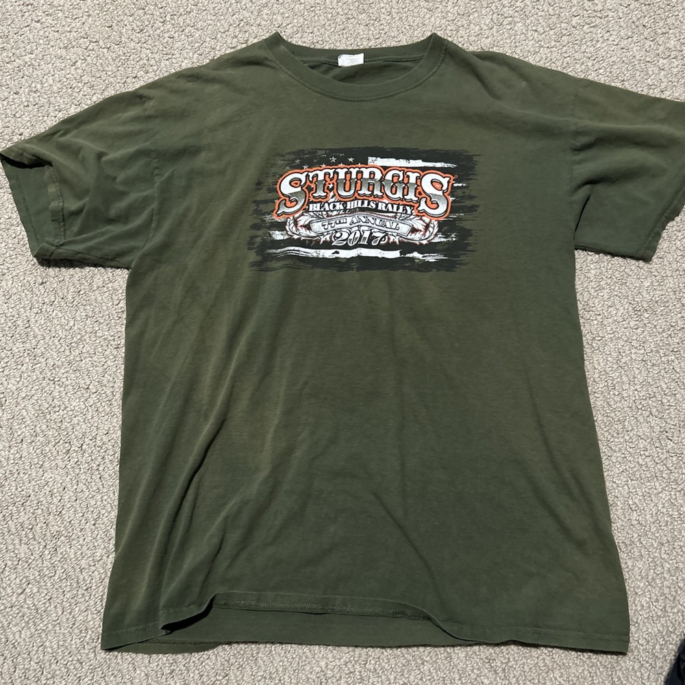 Sturgis 2017 Black Hills Motorcycle Rally Green Large T-Shirt Biker Tee DS Wolf