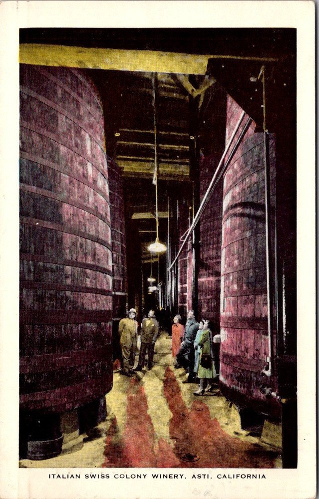 Italian Swiss Colony Asti California Winery Interior Postcard 1951 [AB]