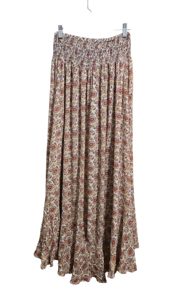 Rose and Thyme Women's Maxi Skirt Size Medium Floral Button Front 90s Vintage