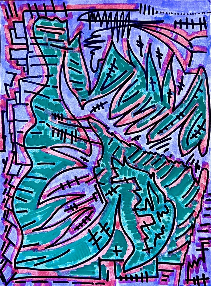 Modern Psychedelic Abstract Cubism Graffiti Art Painting Cartoon Illustration