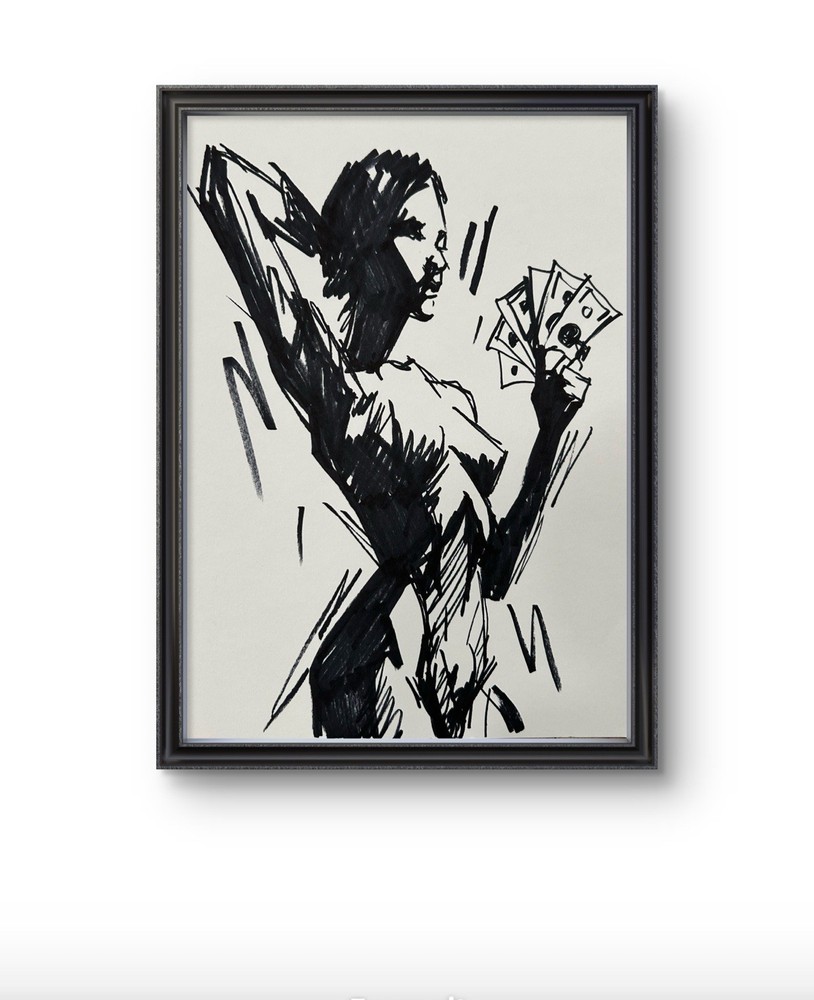 Original Abstract Female Figure Painting 9x12 paper Modern Wall Art Home Decor