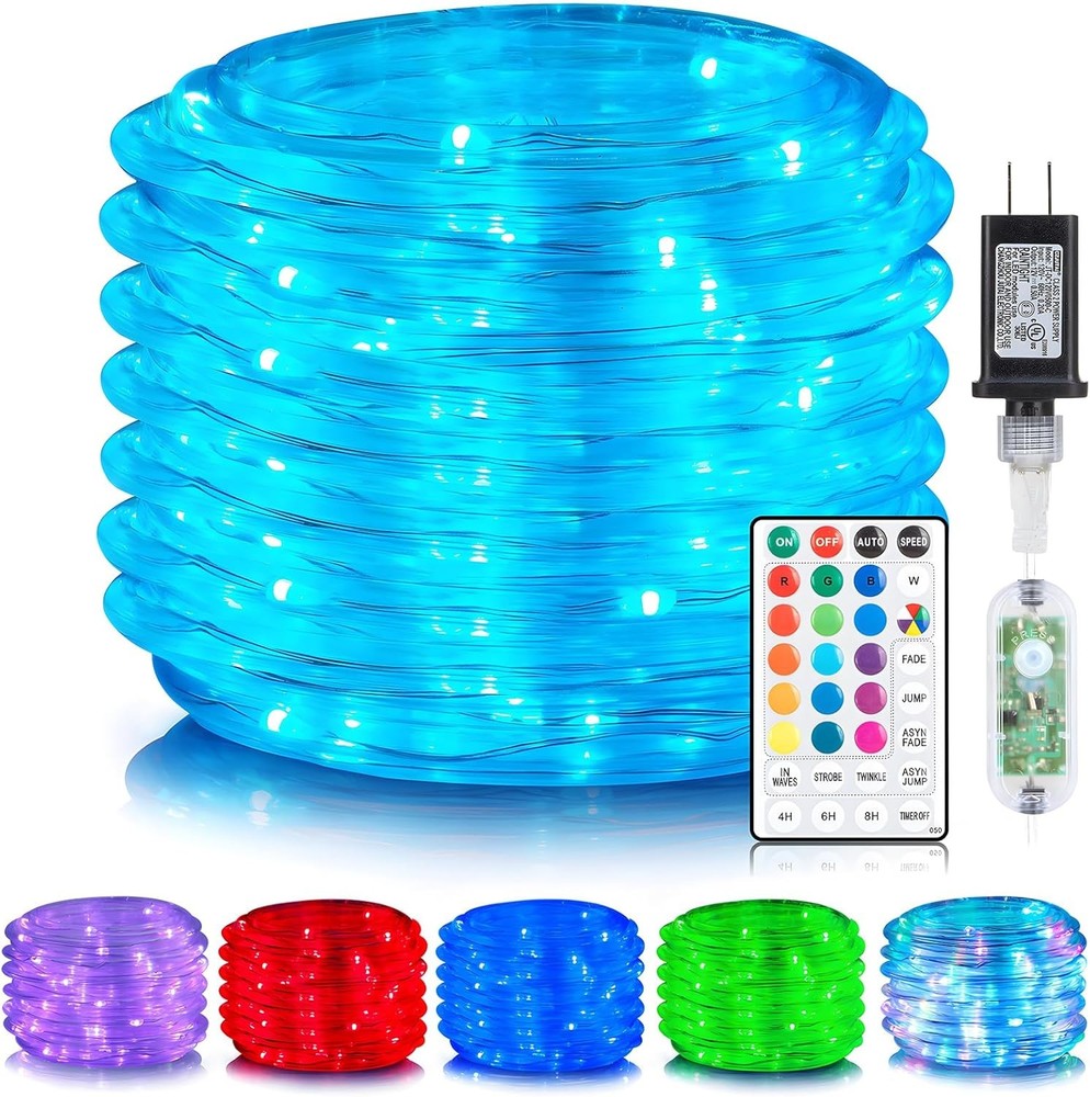ANJAYLIA 66ft 200 LED Waterproof Outdoor Rope Lights with 16 Color Changing Options