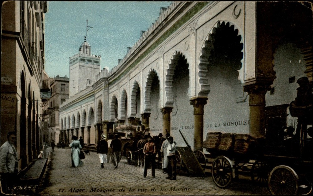 Mosque Rue de la Marine Algiers Algeria vintage postcard s233
