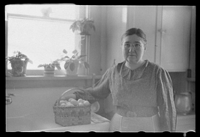 Photo:Ross County Ohio Mrs. Haubeil Kitchen Portrait 1940 Basket of Eggs