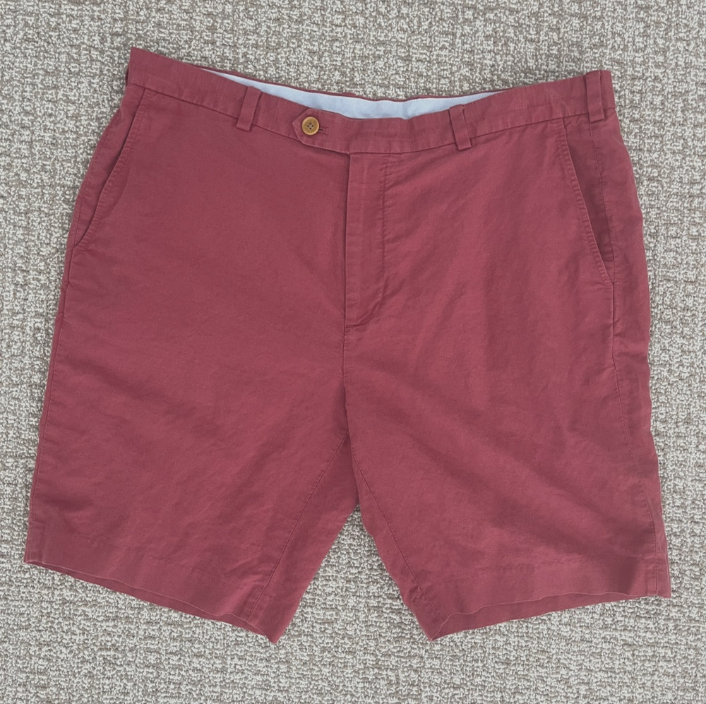 Brooks Brothers Baird McNutt Shorts Men 38 Red Irish Linen Chino Preppy Summer