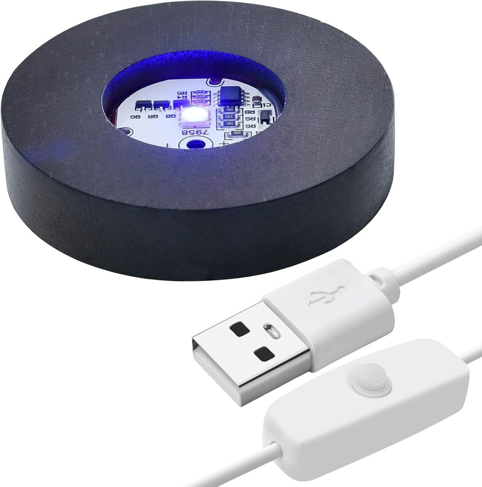 Wood LED Light Base for Acrylic, Resin, Crystal, Glass Art, 7 2.75