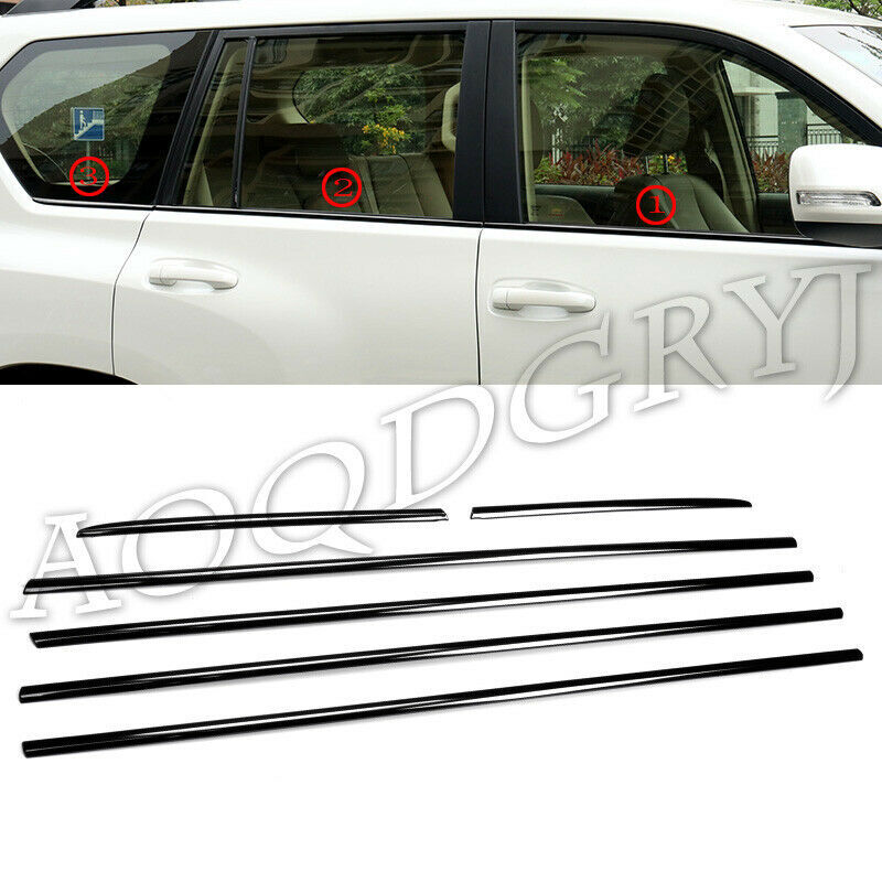 Black steel Bottom Window Frame Sill Trim Cover For Toyota Prado Fj150 2010-2021