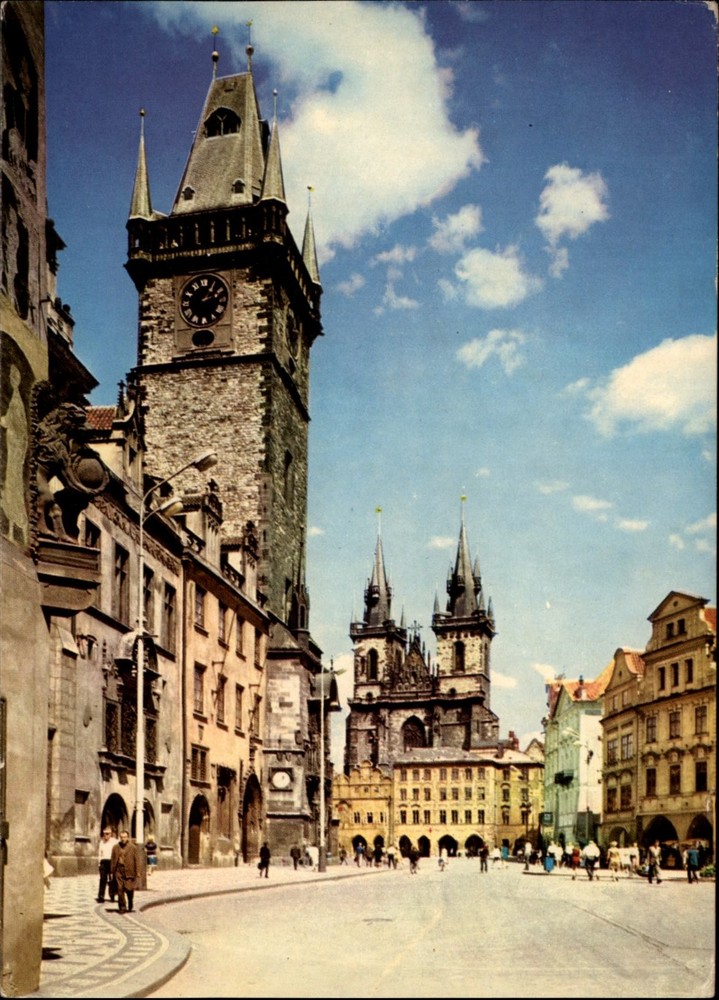 Old Town Hall Prague Czech Republic vintage postcard q581