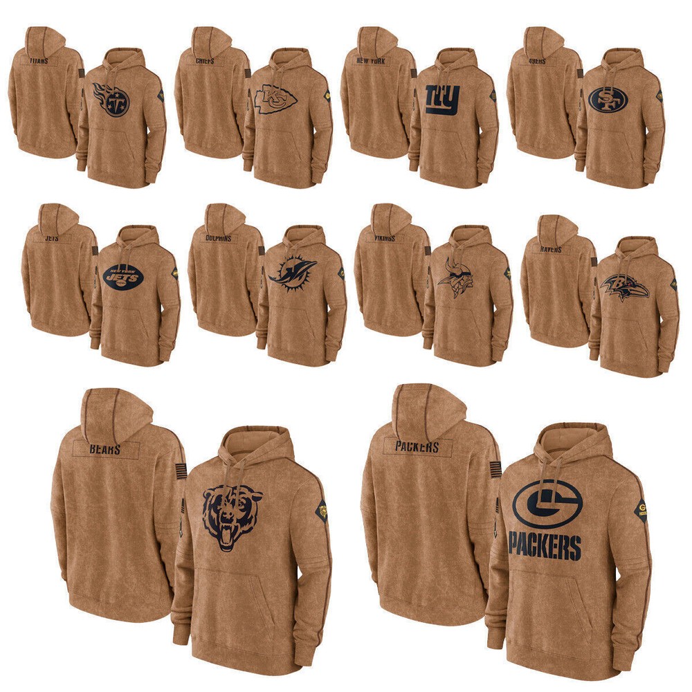 MEN'S AMERICAN FOOTBALL SALUTE TO SERVICE CLUB  BROWN HOODIE TOP PULLOVER HOODIE