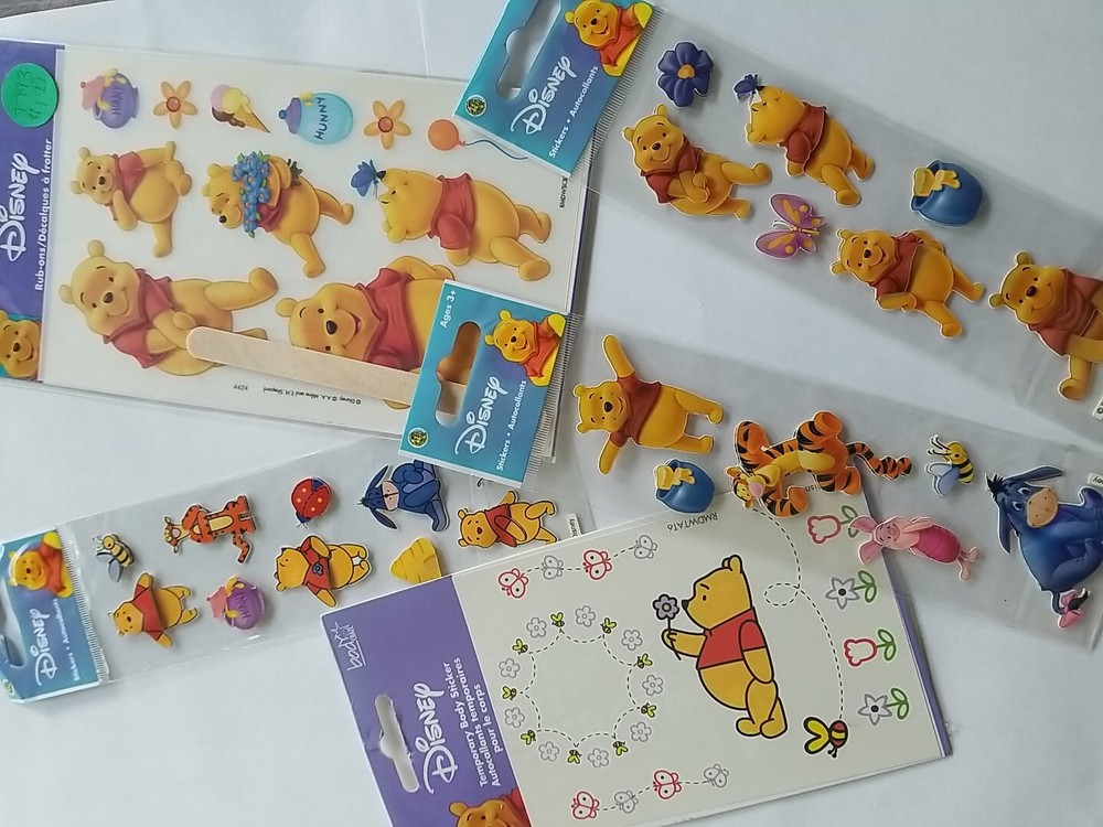 5 Vintage Winnie The Pooh Sealed Sticker Sheets Acid Free Scrapbooking Rubons-image