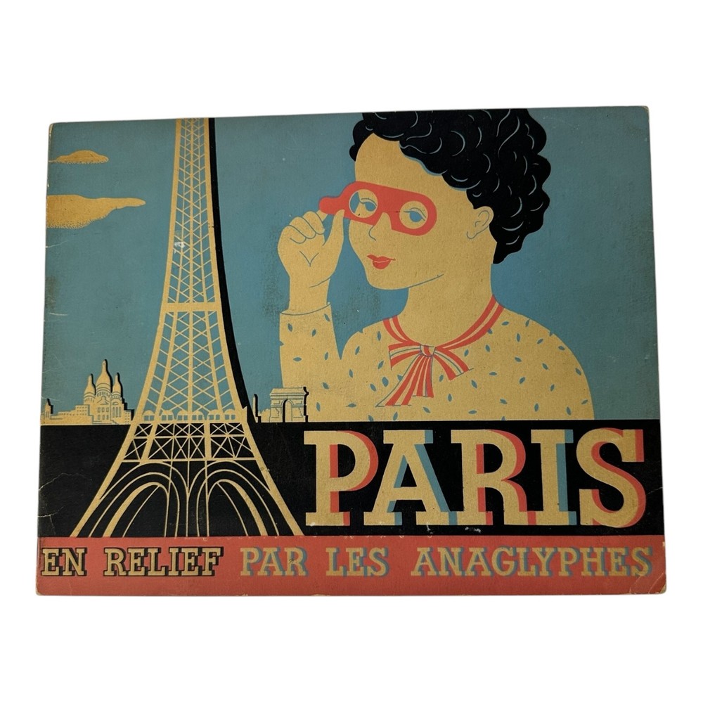 Paris En Relief Par Les Anaglyphes 3d Vintage Book With Glasses