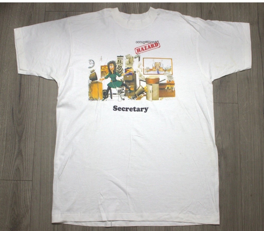 Vintage 90’s Occupational HAZARD SecretARY T-Shirt Made In The USA Single Stitch