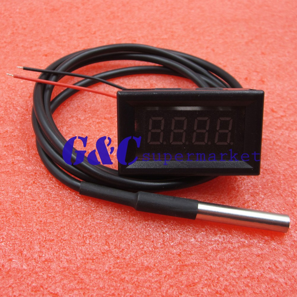 Red LED Digital Car Temperature Meter Thermometer DS18B20 Sensor -55-125°C A3GU