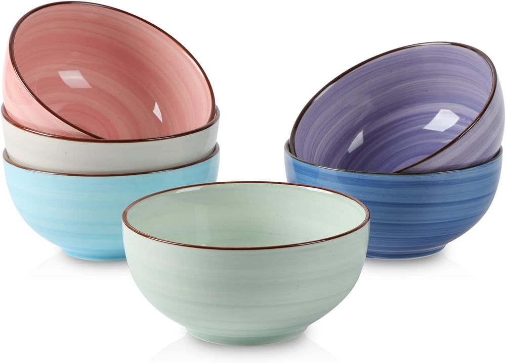 Ceramic 24 Oz Cereal Bowls Set, Deep Soup Bowls, 5.9 Inch Porcelain Kitchen Bowl