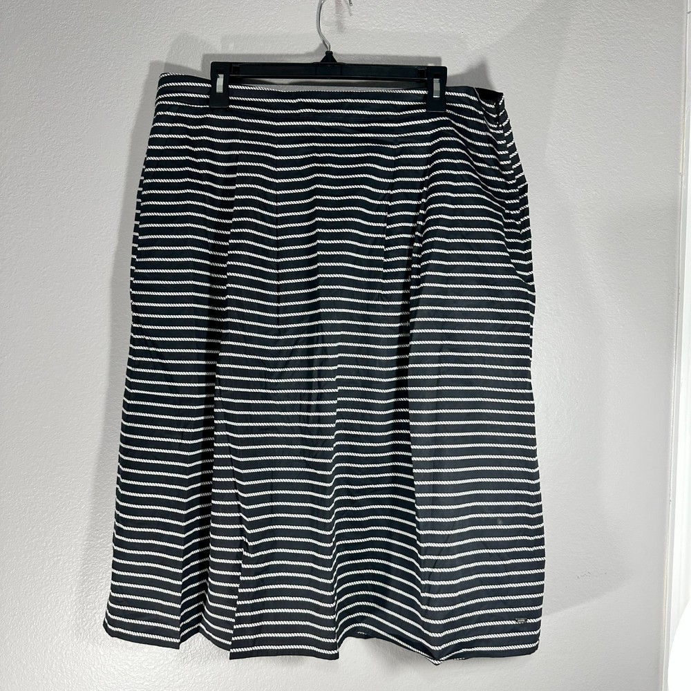 Tommy Hilfiger Skirt Womens Black White Striped knotted Casual Size 18 BG