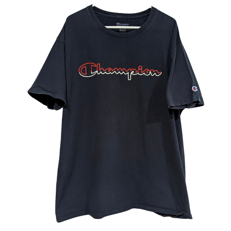 Champion Men's Classic Script Graphic T-Shirt, Navy Blue, Size XL, Cotton