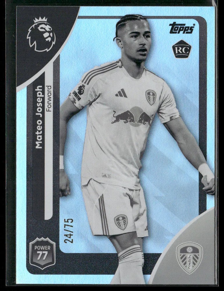 2025-26 Topps Premier League Mateo Joseph #335 Black & White Rainbow Rookie /75