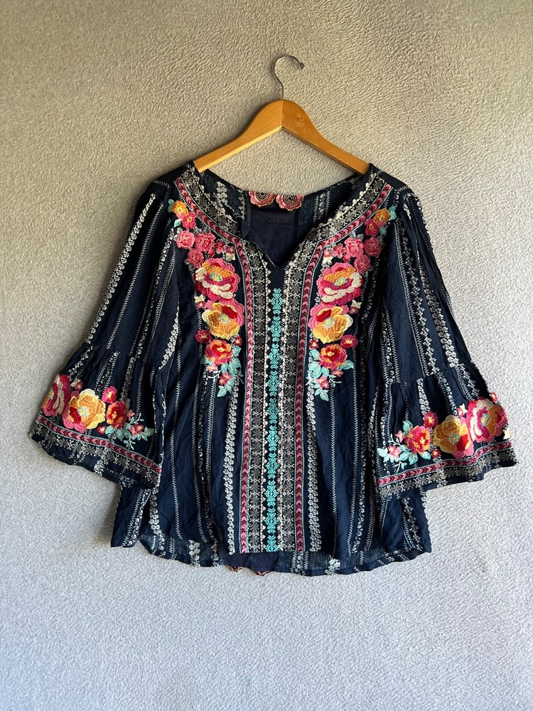 Boho Floral Embroidered Peasant Blouse for Women in Small by Andree By Unit