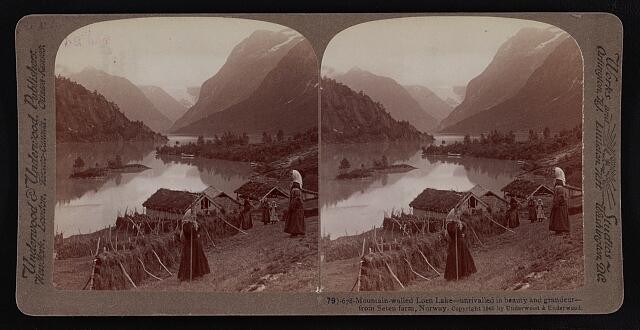 Photo:Mountain-walled Loen Lake from Seten farm, Norway 1905